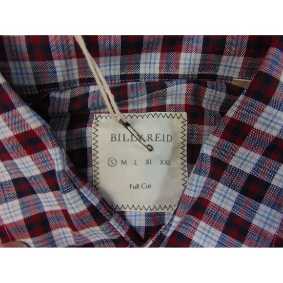 Billy Reid Shirt Mens Small Full Cut Red Black Plaid - Picture 4 of 7